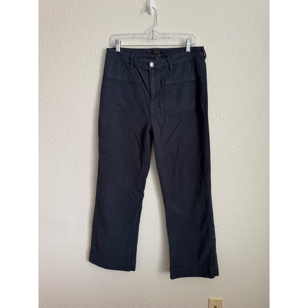 Quince Women Pants 14 French Terry Wide Leg Dark Deep Navy
